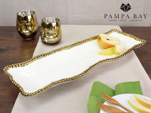 PB 002 Golden Salerno Porcelain Rectangular Serving Piece 2109WG