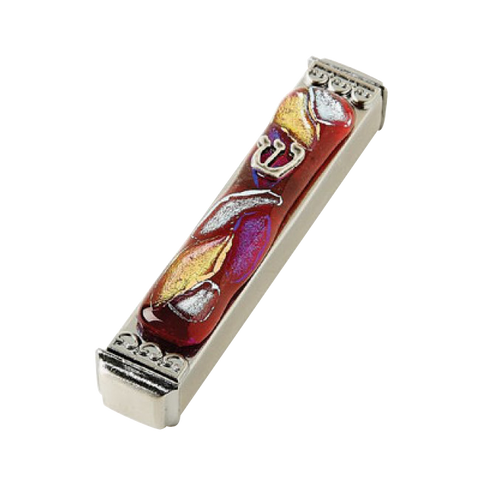 TB 052 Mosaic Red Mezuzah DR