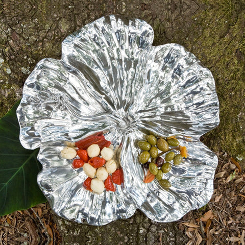 Pewter GARDEN Hibiscus Round Platter (large)