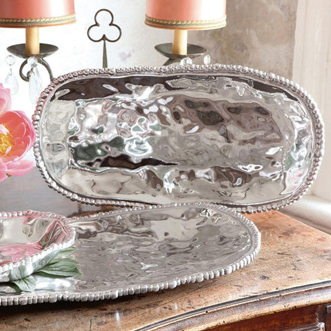 Pewter ORGANIC PEARL Nova Pearl Oval Tray (small)