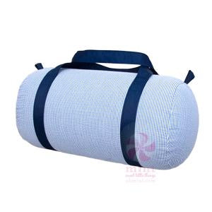 OHM 006 Navy Seersucker Medium Duffel 102 1616 STRIPE