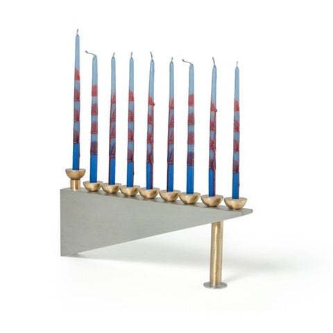 JS 017 Modern Geometric Pewter Menorah 163