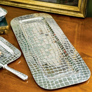 Pewter CROC Long Rectangular Platter