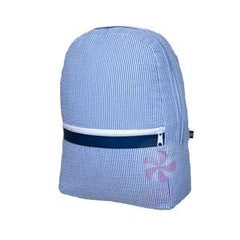 OHM 004 Navy Seersucker Medium Backpack 203 1616 STRIPE