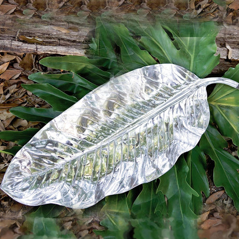 Pewter GARDEN Zebra Leaf Platter (large)