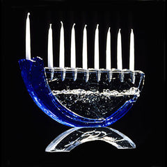 GLA 005 Shofar Menorah/Glass Base