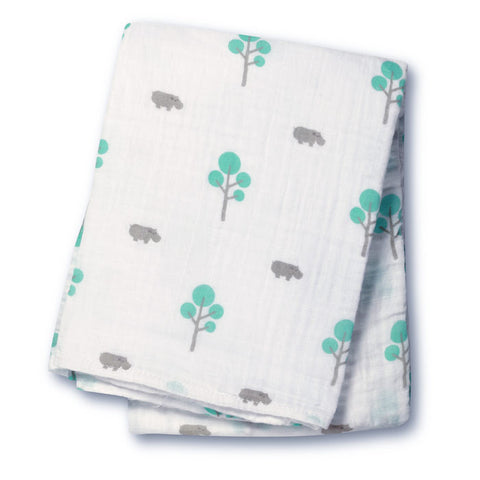 LUL 006 Swaddler Hippos Blue LJ011