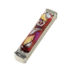 TB 052 Mosaic Red Mezuzah DR