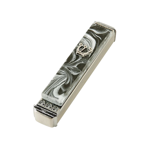 TB 050 Marbled Black & White Mezuzah M17